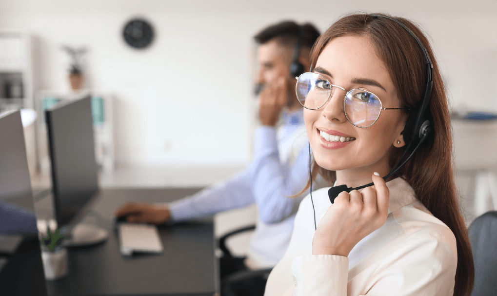 Professional team member assisting a client